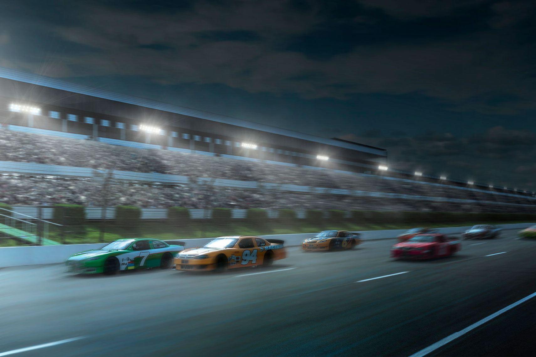 NASCAR Night Racing Scene Composite: CORBIS