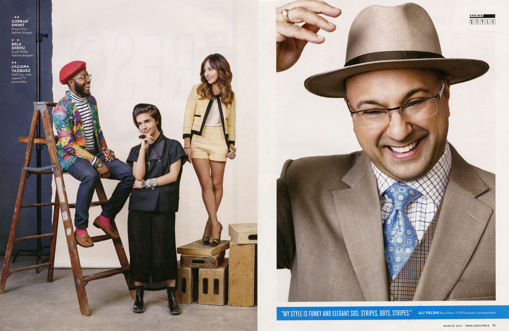 Philadelphia Magazine: FASHION: The Best Dressed List: Curran Swint, Bela Shehu, Lilliana Vazquez and Ali Velshi.  March 2013 issue